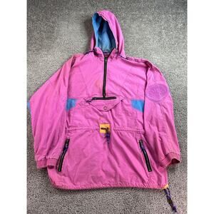 VINTAGE Helly Hansen Jacket Women's XL Pink Ski Parka Colorblock Pullover Coat